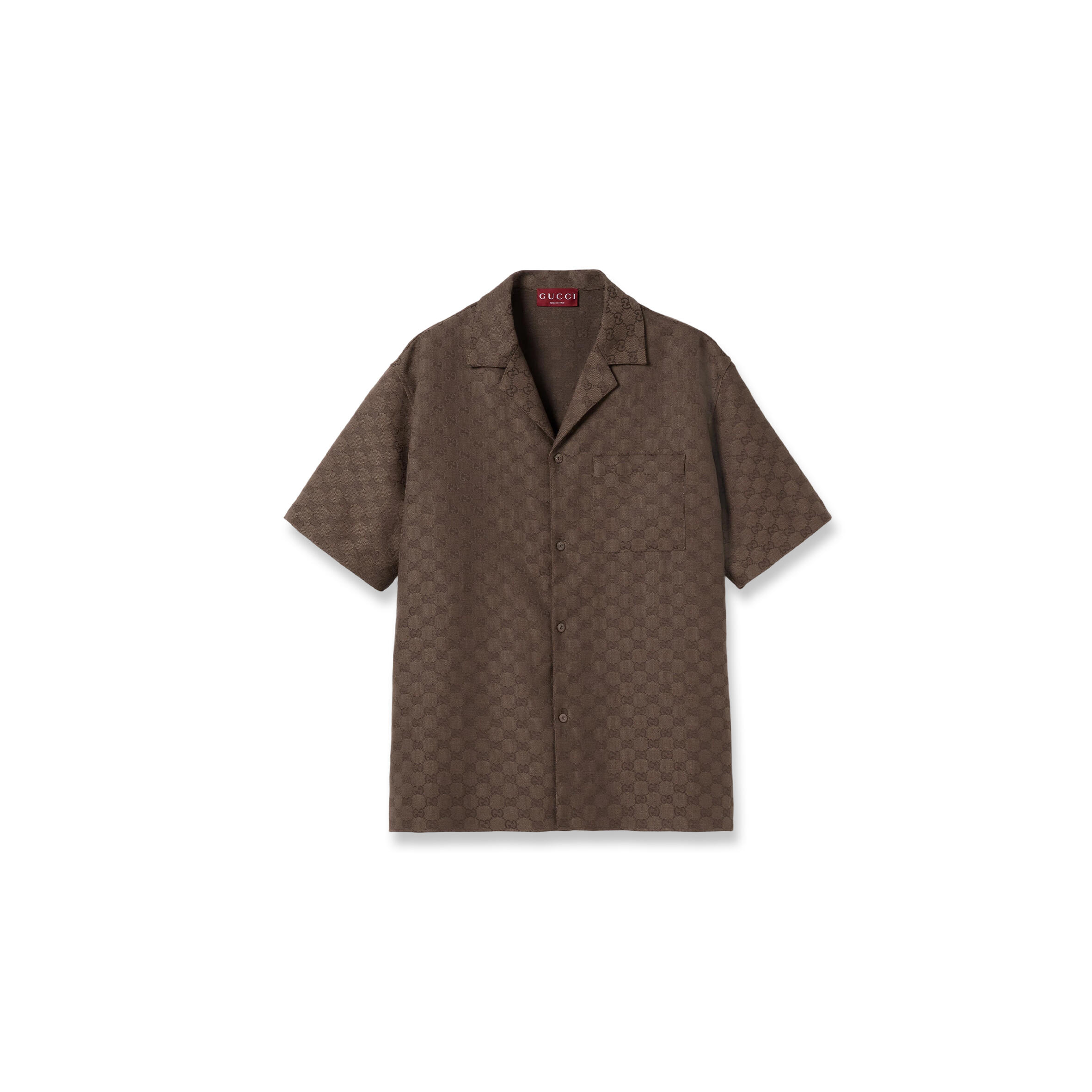 GUCCI GG CANVAS LINEN BLEND BOWLING SHIRT 794907